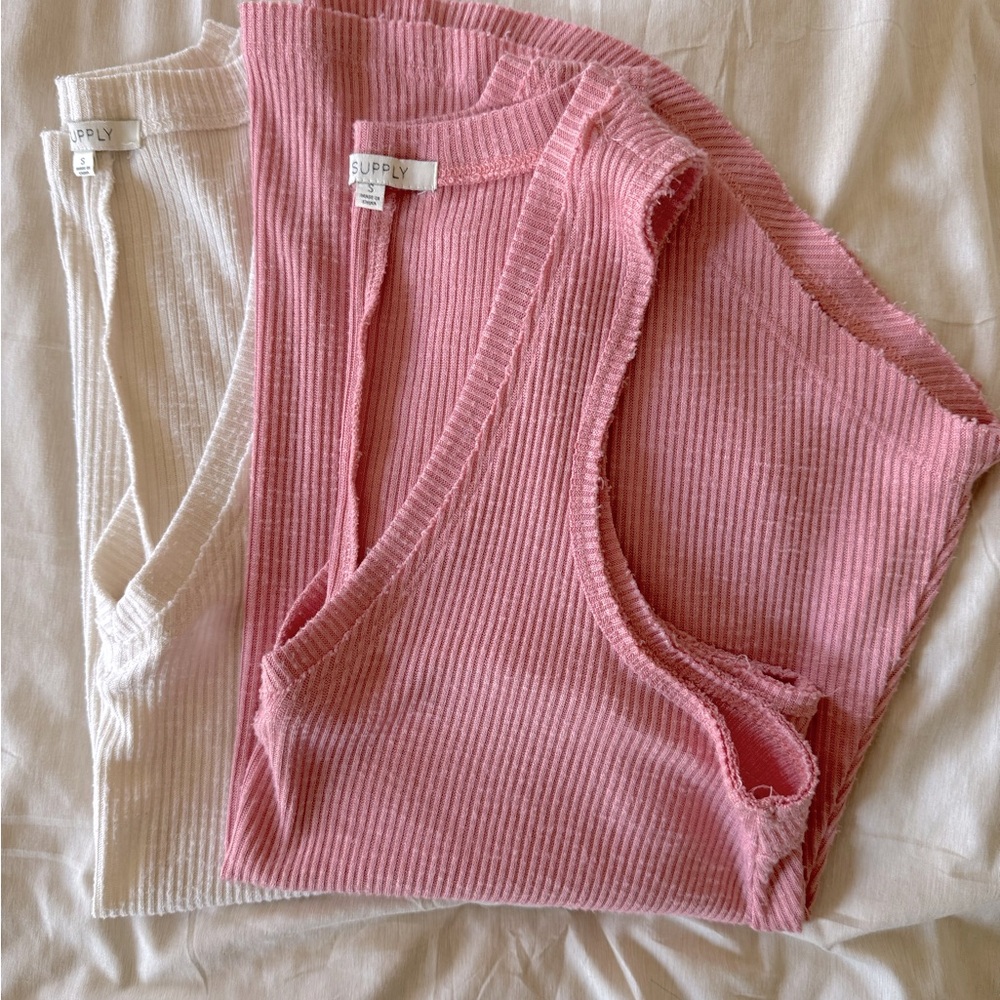 Two Z Supply tanks pink & ivory